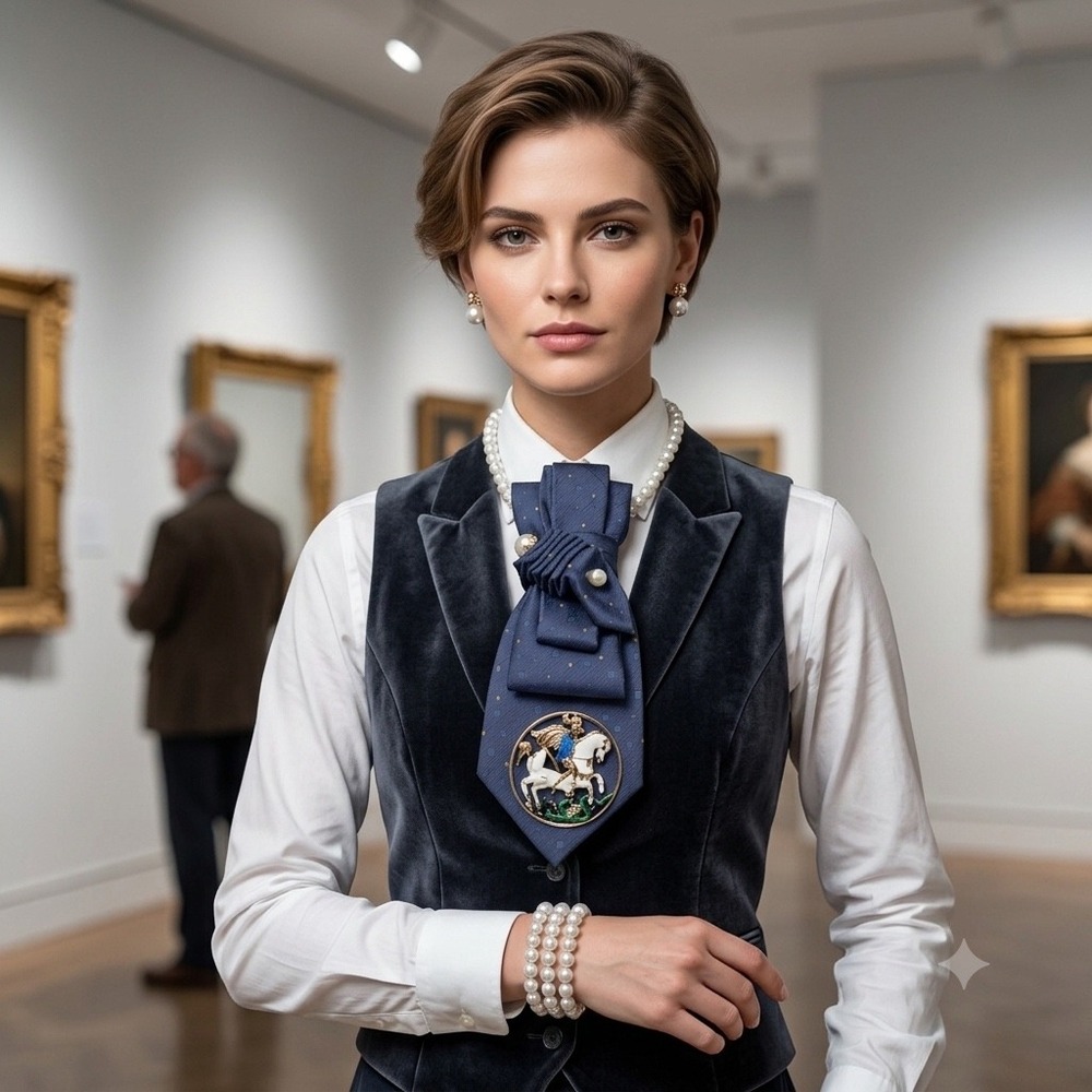 David & David Navy Blue Bow Tie Necklace Set Pearl Earrings Bracelet Equestrian